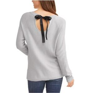 Thyme & Honey Grey Long Sleeve Sweater Top Bow Open Back Accent Size Small New